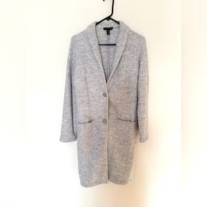 Gray Wool blend Longline Coat